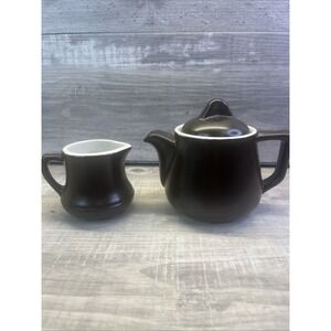 REGO Pottery Small Teapot With Lid Creamer Set Vintage Japan Stonewear
